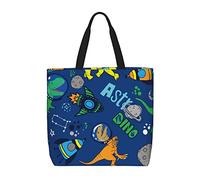 Borsa tote in tela Dino Roar da donna, borse della spesa riutilizzabili con tasche, borse da viaggio per lo shopping da lavoro