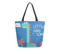Borsa tote in tela Dinosaur Say Hello casual per lo shopping viaggio riutilizzabili
