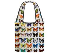Borsa tote in tela estetica con gatto con fiore, borsa media per libri, riutilizzabile, per donne, insegnanti, infermiere, Multicolore 09, 14.1x14.9in/36x38cm