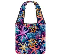 Borsa tote in tela estetica con gatto con fiore, borsa media per libri, riutilizzabile, per donne, insegnanti, infermiere, Multicolore 03, 14.1x14.9in/36x38cm
