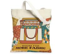 Borsa tote in tela fantasiosa con citazione per hobby e cucito, 33 x 38 cm | tema cucito hobby, regalo per amanti della trapunta, decorazione per la stanza, illustrazione retrò, accessorio per