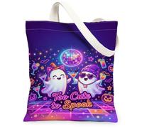 Borsa tote in tela fantasma, per Halloween, feste, discoteca, cocktail, Halloween, viola, per tutti i giorni, 33 x 38 cm, Viola, 13x15 Inch