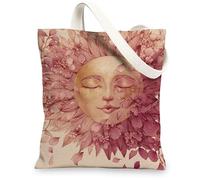 Borsa tote in tela floreale, borse della spesa riutilizzabili, borse leggere a tracolla pesca, pesca, 13x15 Inch