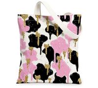 Borsa tote in tela gocciolante per donne, moderna giocosa pesca oro N/a nero lavabile riutilizzabile borsa estetica idee per familiari, amici, colleghi, lettura amori, 33 x 38 cm