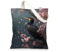 Borsa tote in tela ispirata alla natura, borse per la spesa floreali riutilizzabili, leggero ed ecologico, con tracolla, 33 x 38 cm