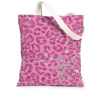 Borsa tote in tela leopardata da donna, audaci e giocose stelle glitterate estate pesca lavabile riutilizzabile piccola borsa tote idee per shopping, viaggi, ufficio, biblioteca, casual, 33 x 38 cm