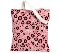 Borsa tote in tela leopardata da donna, moderna, con pois giocosi, stelle, nessuna pesca, lavabile, riutilizzabile, borsa tote per mercato, idee per viaggi, attività all'aperto, giornata lavorativa