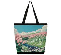 Borsa tote in tela Little Stream Tulip Shopping Bag Scuola Tela Borse a tracolla Donna Uomo Moda Borsa