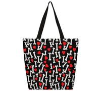 Borsa tote in tela Love Dog Bones Shopping Bag Scuola Tela Borse a tracolla Donna Uomo Moda Borsa