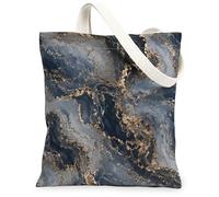 Borsa tote in tela marmorizzata da donna, elegante e moderna, color oro blu navy, nessuna blu navy, lavabile, riutilizzabile, piccola borsa tote idea per shopping, viaggi, ufficio, biblioteca, casual