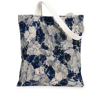 Borsa tote in tela marmorizzata da donna, moderna astratta blu navy grigio nessuno blu navy, lavabile, riutilizzabile, per tutti i giorni, idee per familiari, amici, colleghi, lettura, amori, 33 x 38
