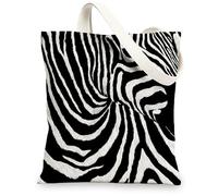 Borsa tote in tela motivo cavallo a righe, borse per la spesa riutilizzabili moderne, borse a tracolla nere leggere, Nero , 13x15 Inch
