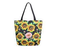 Borsa tote in tela papavero rosso girasole Borse della spesa riutilizzabili Borsa da trasporto con manici