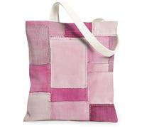 Borsa tote in tela patchwork per le donne, arte contemporanea rettangolare pesca primavera pesca pesca lavabile riutilizzabile piccola tote bag Ide, Pesca, 13x15 Inch