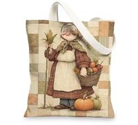 Borsa tote in tela patchwork vintage, borsa della spesa riutilizzabile in stile rustico rustico, leggera e lavabile, con tracolla per shopping, viaggi, picnic, 33 x 38 cm