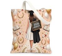 Borsa tote in tela per abito da laurea per lo shopping 13 x 15, congratulazioni Grad palloncini borsa della spesa riutilizzabile per donne, classe 2026 modello di viaggio decorazione regalo