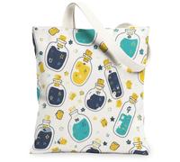 Borsa tote in tela per bottiglie, da donna, fantasiosa e giocosa a forma di cubo stellare, blu estivo, lavabile, riutilizzabile, piccola borsa tote idea per la famiglia, Blu, 13x15 Inch
