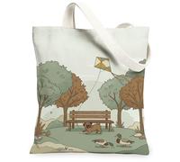 Borsa tote in tela per cani, da donna, con aquiloni primaverili, verde primavera, lavabile, riutilizzabile, borsa tote con grafica, per shopping, brunch, parco, biblioteca, gite di un giorno, 33 x 38