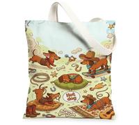 Borsa tote in tela per cani, da donna, con cappello a forma di osso, marrone, lavabile, riutilizzabile, idea per familiari, amici, colleghi, lettura di amori, 33 x 38 cm