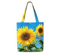 Borsa tote in tela per donna, borse a tracolla capienti, borse tote riutilizzabili per la spesa, cielo estivo e girasoli
