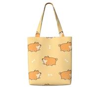 Borsa tote in tela per donna, borse a tracolla capienti, borse tote riutilizzabili per la spesa, motivo cane Shiba Inu anime