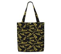 Borsa tote in tela per donna, borse a tracolla capienti, borse tote riutilizzabili per la spesa, trombone nero e giallo