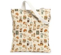 Borsa tote in tela per donne, caffè fantasioso caffè libri nessuno beige lavabile riutilizzabile borse della spesa idee per viaggi all'aperto, Beige, 13x15 Inch