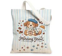Borsa tote in tela per donne, casual, giocoso caffè, cuori, nessuno blu, lavabile, riutilizzabile, estetica, per shopping, brunch parco, biblioteca, gite di un giorno, 33 x 38 cm