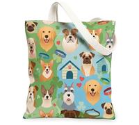 Borsa tote in tela per donne, giocosa fantasiosa casa cuore primavera verde lavabile riutilizzabile borsa tote ideale per familiari, amici, colleghi, lettura amori, 33 x 38 cm