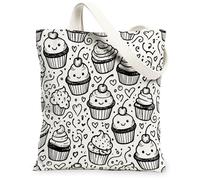Borsa tote in tela per donne, giocoso fantasioso cuore vortice N/a nero lavabile riutilizzabile borsa tote per shopping, brunch parco, biblioteca, gite di un giorno, 33 x 38 cm