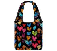 Borsa tote in tela per donne, graziose ciliegie e fiocchi rosa cuori rosa borsa a tracolla riutilizzabile per la spesa shopping lavoro, Multicolore 06, 14.1x14.9in/36x38cm