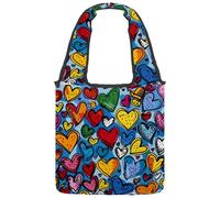 Borsa tote in tela per donne, graziose ciliegie e fiocchi rosa cuori rosa borsa a tracolla riutilizzabile per la spesa shopping lavoro, Multicolore 05, 14.1x14.9in/36x38cm