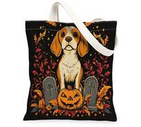 Borsa tote in tela per donne, Halloween, fantasiosa zucca, lapide, Halloween, nera, lavabile, riutilizzabile, estetica, idea per familiari, amici, colleghi, lettura di amori, 33 x 38 cm