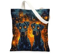 Borsa tote in tela per donne, Halloween, occhi gotici, edifici, Halloween, nera, lavabile, riutilizzabile, per tutti i giorni, idea per viaggi, giornata lavorativa, lettura, 33 x 38 cm