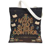 Borsa tote in tela per donne, letterario casual piante caffè N/a nero lavabile riutilizzabile borse della spesa idee per lo shopping, nero, 13x15 Inch