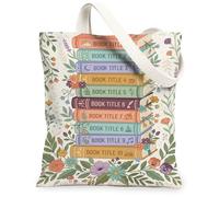 Borsa tote in tela per donne, primavera, fantasiosi, fiori, foglie, primavera, pastello, lavabile, riutilizzabile, piccola borsa tote idea per familiari, amici, colleghi, lettura amori, 33 x 38 cm