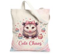 Borsa tote in tela per donne, simpatica giocosa cupcake ciliegie nessuno pesca lavabile riutilizzabile grafica tote bag per lo shopping