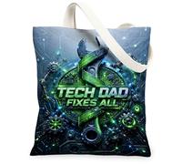 Borsa tote in tela per donne, Tech Industrial Circuit Gear Nessuno verde, lavabile, riutilizzabile, estetica, per shopping, brunch parco, biblioteca, gite di un giorno, 33 x 38 cm