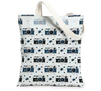 Borsa tote in tela per fotocamera, da donna, moderna e minimalista, triangolare, cerchio N/a blu, lavabile, riutilizzabile, per shopping, brunch parco, biblioteca, gite di un giorno, 33 x 38 cm