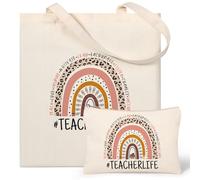 Borsa Tote in Tela per Insegnanti con Borsa per Cosmetici - Regalo di Apprezzamento, Natale e Ringraziamento da Studenti