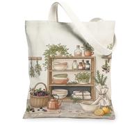 Borsa tote in tela per piante, da donna, rustica naturale, cesto primaverile, terroso, lavabile, riutilizzabile, borsa per la spesa, idea per familiari, amici, colleghi, lettura, amore, 33 x 38 cm