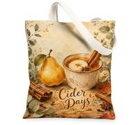 Borsa tote in tela per sidro, rustica, vintage, pera, cannella, marrone, 33 x 38 cm
