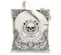 Borsa tote in tela per tarocchi da donna, mistica vintage luna rosa autunno nero lavabile riutilizzabile piccola borsa tote idee per viaggi, lavoro, shopping, libreria, 33 x 38 cm