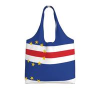 Borsa tote in tela riutilizzabile con bandiera di Capo Verde per donna, perfetta per la spesa, la spiaggia, i viaggi e la vita di tutti i giorni, nera, taglia unica.