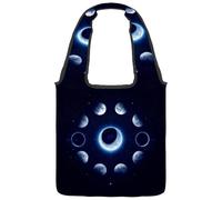 Borsa tote in tela riutilizzabile, multiuso, per spesa, shopping, lavoro, viaggi, motivo amore San Valentino con occhio di stella, cuore e teschio, Multicolore 10., 14.1x14.9in/36x38cm