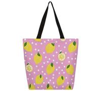 Borsa tote in tela rosa a pois frutta limone shopping bag scuola borse a tracolla in tela donna uomo moda borsa