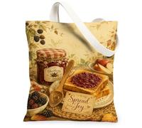 Borsa tote in tela, rustica, vintage, con frutti di bosco e frutti di bosco, 33 x 38 cm