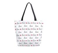 Borsa tote in tela senza cuciture con cuore rosso amore Borsa a tracolla casual da donna Borsa della spesa riutilizzabile grande