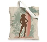 Borsa tote in tela tropicale, elegante motivo estivo da spiaggia, riutilizzabile, vintage, chic, leggera, lavabile, borsa in tela per viaggi, picnic all'aperto, 33 x 38 cm