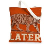 Borsa tote in tela vintage tigre, borsa per la spesa riutilizzabile artistica, leggera, lavabile, per spiaggia, palestra, viaggi, Arancione, 13x15 Inch